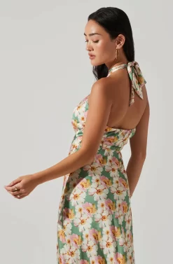 Giova Floral Halter Midi Dress 8 Giova Floral Halter Midi Dress -ASTR the Label Store ACDR101659 GREENPINKFLORAL 4 scaled