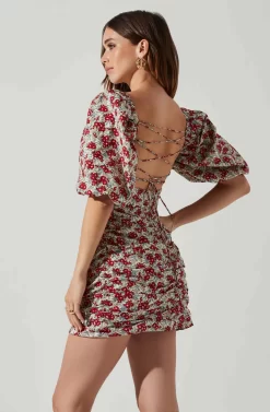 Verina Puff Sleeve Floral Mini Dress -ASTR the Label Store ACDR101662 REDMULTIFLORAL 3 scaled