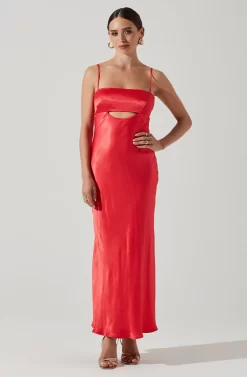 Bellerose Satin Cutout Midi Dress -ASTR the Label Store ACDR101684 CORAL 2 scaled