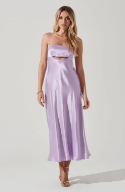 Bellerose Satin Cutout Midi Dress -ASTR the Label Store ACDR101684 LAVENDER 1 scaled