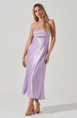 Bellerose Satin Cutout Midi Dress -ASTR the Label Store ACDR101684 LAVENDER 2 scaled