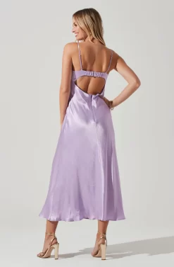 Bellerose Satin Cutout Midi Dress -ASTR the Label Store ACDR101684 LAVENDER 6 scaled