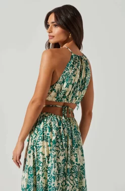 Sivana Halter Neck Floral Maxi Dress -ASTR the Label Store ACDR101690 GREENFLORAL 3 scaled