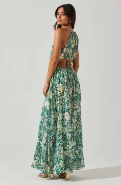 Sivana Halter Neck Floral Maxi Dress -ASTR the Label Store ACDR101690 GREENFLORAL 4 scaled