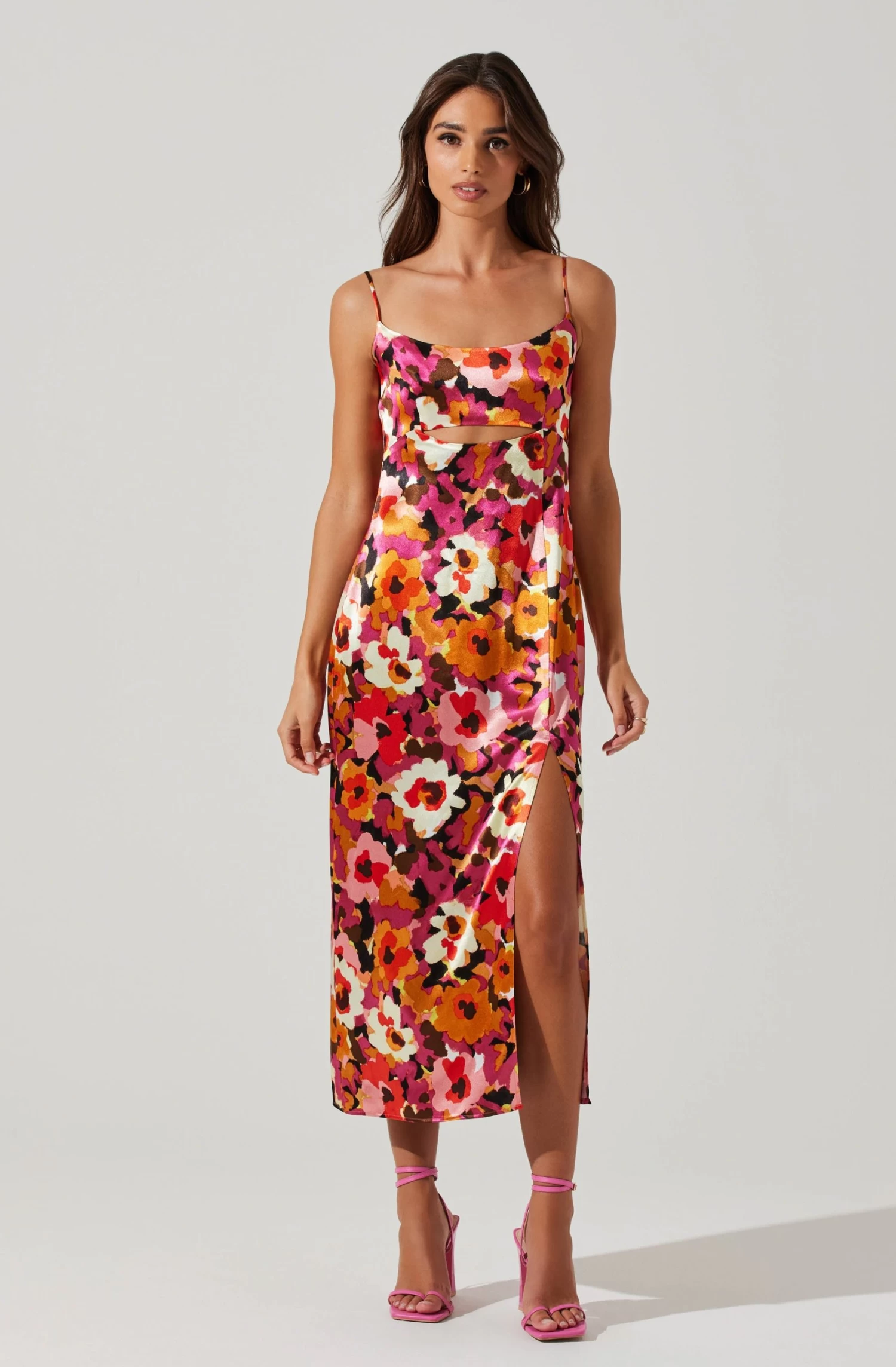 Chelsi Floral Satin Midi Dress 1 Chelsi Floral Satin Midi Dress