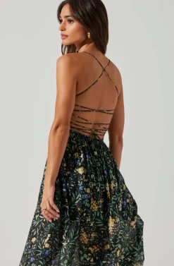 Stasia Floral Smocked Midi Dress -ASTR the Label Store ACDR101720P BLACKMULTI 3 scaled