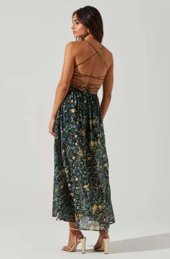 Stasia Floral Smocked Midi Dress -ASTR the Label Store ACDR101720P BLACKMULTI 4 scaled