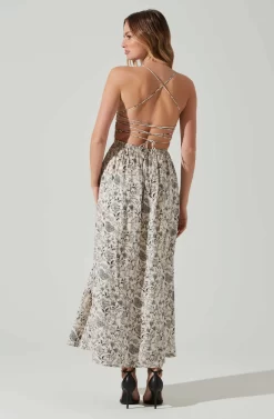 Stasia Floral Smocked Midi Dress -ASTR the Label Store ACDR101720P DARKBROWNPAISLEY 6 scaled