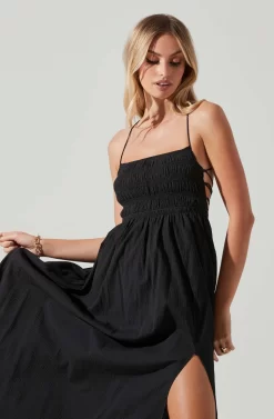 Stasia Smocked Midi Dress -ASTR the Label Store ACDR101720 BLACK 3 scaled