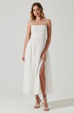 Stasia Smocked Midi Dress -ASTR the Label Store ACDR101720 WHITE 1 scaled