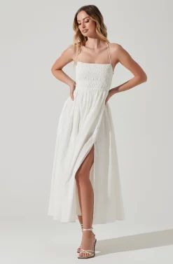 Stasia Smocked Midi Dress -ASTR the Label Store ACDR101720 WHITE 2 scaled