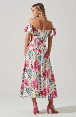 Liliosa Floral Off Shoulder Midi Dress 7 Liliosa Floral Off Shoulder Midi Dress -ASTR the Label Store ACDR101726 PINKMULTI 2600 scaled