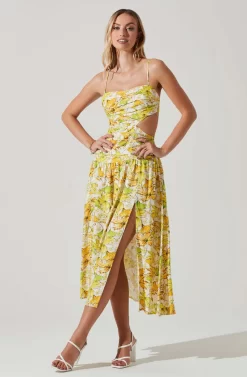 Kalina Floral Pleated Bust Midi Dress