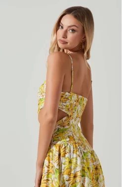 Kalina Floral Pleated Bust Midi Dress -ASTR the Label Store ACDR101728 YELLOWFLORAL 5 scaled