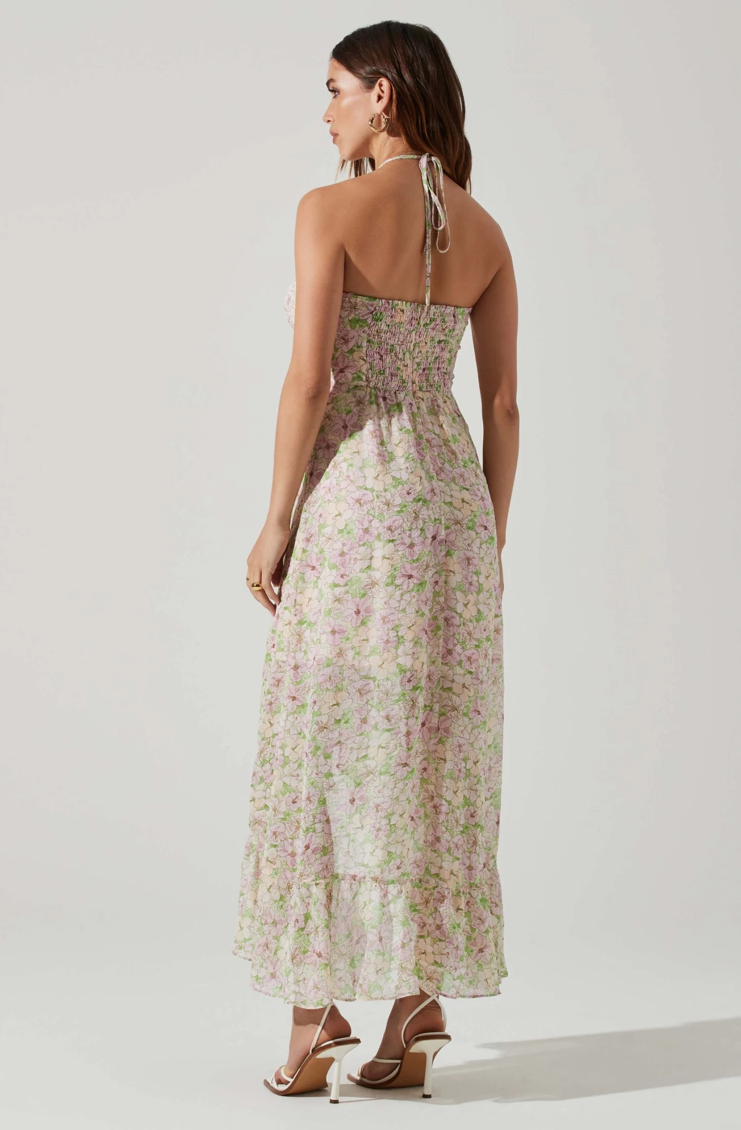 Vivee Floral Asymmetrical Halter Maxi Dress 4 Vivee Floral Asymmetrical Halter Maxi Dress - Image 4