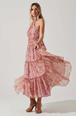 Jaidee Floral Tiered Maxi Dress 8 Jaidee Floral Tiered Maxi Dress -ASTR the Label Store ACDR101739 PINKFLORAL 2 scaled