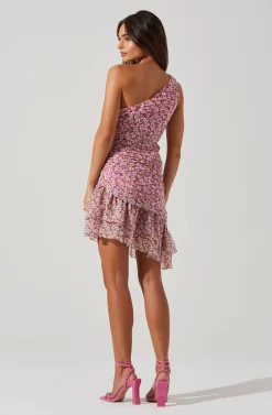 Darline One Shoulder Mini Dress -ASTR the Label Store ACDR101743 PINKFLORAL 4 scaled