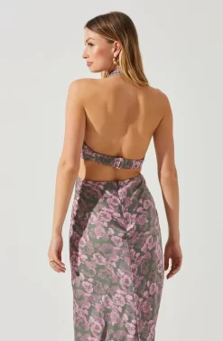 Ambretta Floral Halter Midi Dress -ASTR the Label Store ACDR101747 GREENPINKFLORAL 5 scaled
