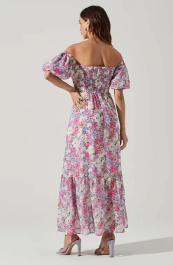 Valora Off Shoulder Floral Maxi Dress 7 Valora Off Shoulder Floral Maxi Dress -ASTR the Label Store ACDR101757 PINKFLORAL 4 scaled