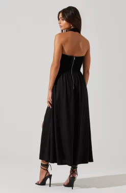 Zaria Pleated Halter Midi Dress -ASTR the Label Store ACDR101778 BLACK 5 scaled