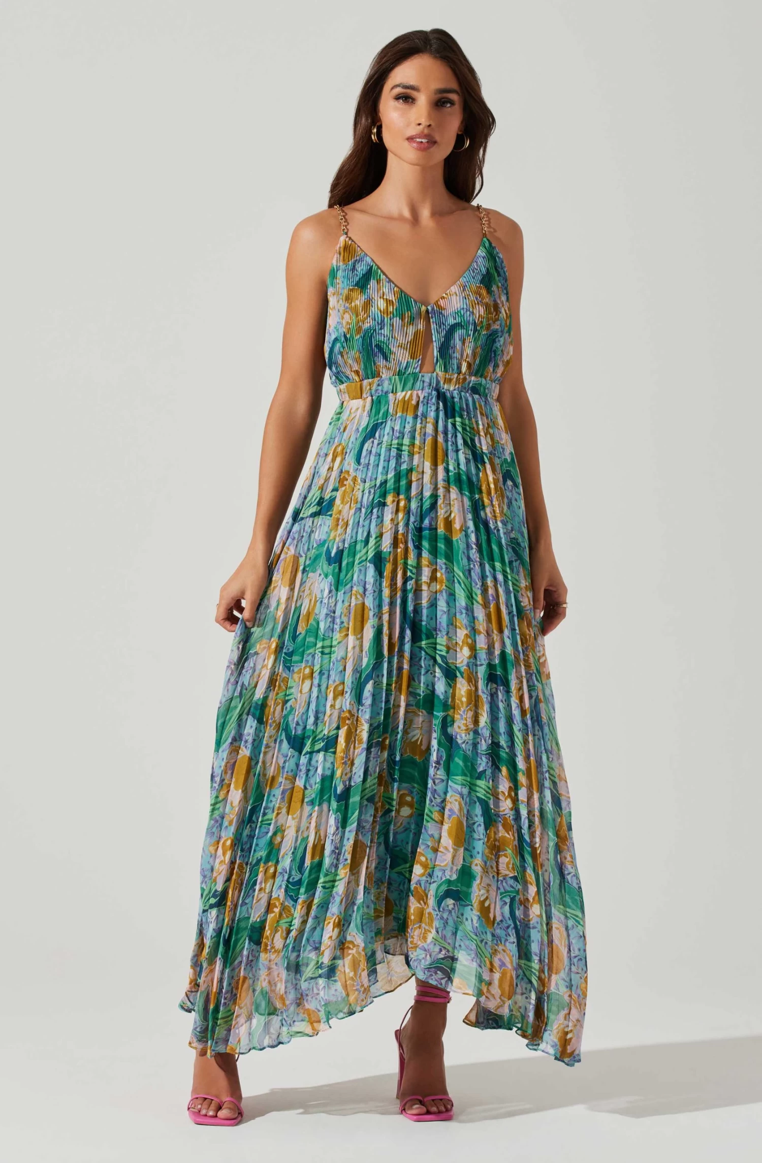 Loralee Pleated Floral Maxi Dress 1 Loralee Pleated Floral Maxi Dress