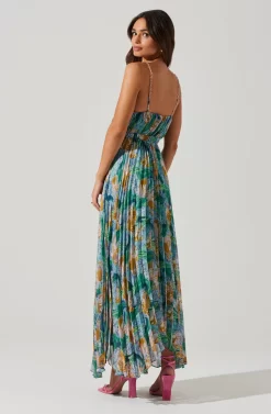 Loralee Pleated Floral Maxi Dress 13 Loralee Pleated Floral Maxi Dress -ASTR the Label Store ACDR101790 GREENFLORAL 4 scaled