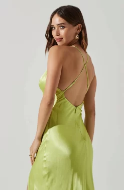 Cassandra Satin Midi Dress -ASTR the Label Store ACDR101794 LIME 3 scaled