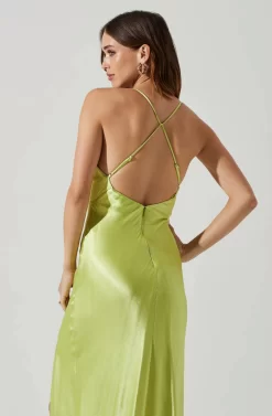Cassandra Satin Midi Dress -ASTR the Label Store ACDR101794 LIME 4 scaled