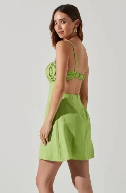 Claramae Ruched Mini Dress -ASTR the Label Store ACDR101796S AVOCADO 4 scaled