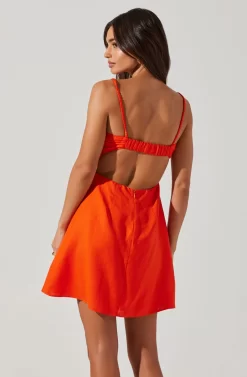 Claramae Ruched Mini Dress -ASTR the Label Store ACDR101796S ORANGE 3 scaled