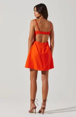 Claramae Ruched Mini Dress -ASTR the Label Store ACDR101796S ORANGE 4 scaled