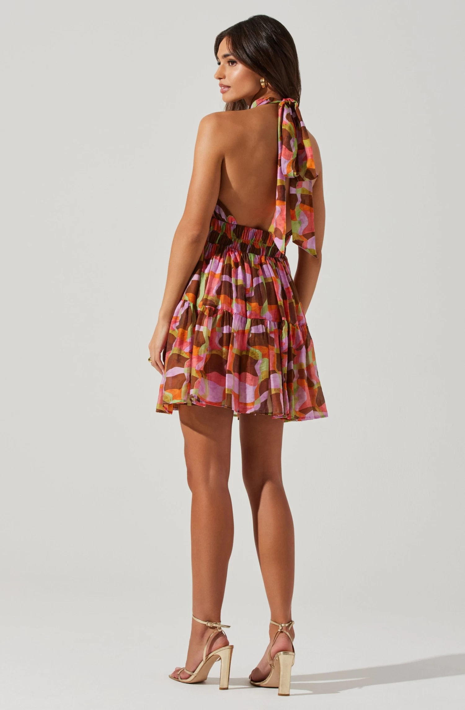 Joetta Abstract Print Halter Mini Dress 4 Joetta Abstract Print Halter Mini Dress - Image 4