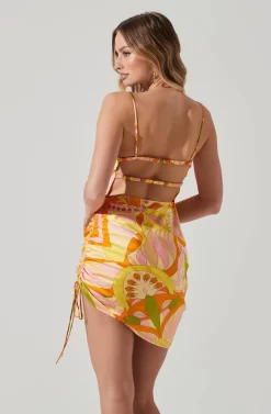 Damita Ruched Mini Dress -ASTR the Label Store ACDR101807 PINKORANGEMULTI 5 scaled