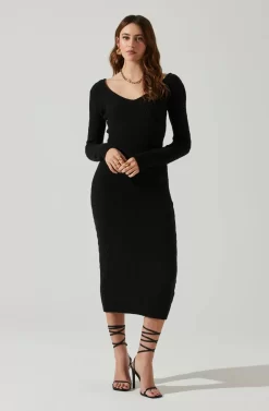 Regina Cutout Midi Sweater Dress -ASTR the Label Store ACDR101888 BLACK 1 scaled