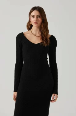 Regina Cutout Midi Sweater Dress -ASTR the Label Store ACDR101888 BLACK 3 scaled