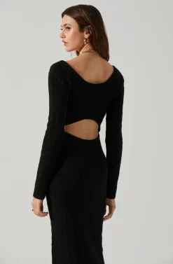 Regina Cutout Midi Sweater Dress -ASTR the Label Store ACDR101888 BLACK 5 scaled
