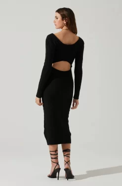 Regina Cutout Midi Sweater Dress -ASTR the Label Store ACDR101888 BLACK 6 scaled