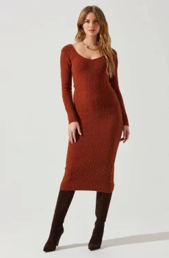 Regina Cutout Midi Sweater Dress -ASTR the Label Store ACDR101888 RUST 1 scaled
