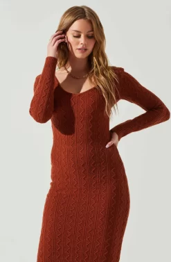Regina Cutout Midi Sweater Dress -ASTR the Label Store ACDR101888 RUST 4 scaled