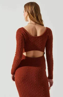 Regina Cutout Midi Sweater Dress -ASTR the Label Store ACDR101888 RUST 5 scaled