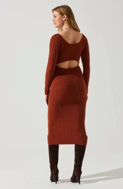 Regina Cutout Midi Sweater Dress -ASTR the Label Store ACDR101888 RUST 6 scaled