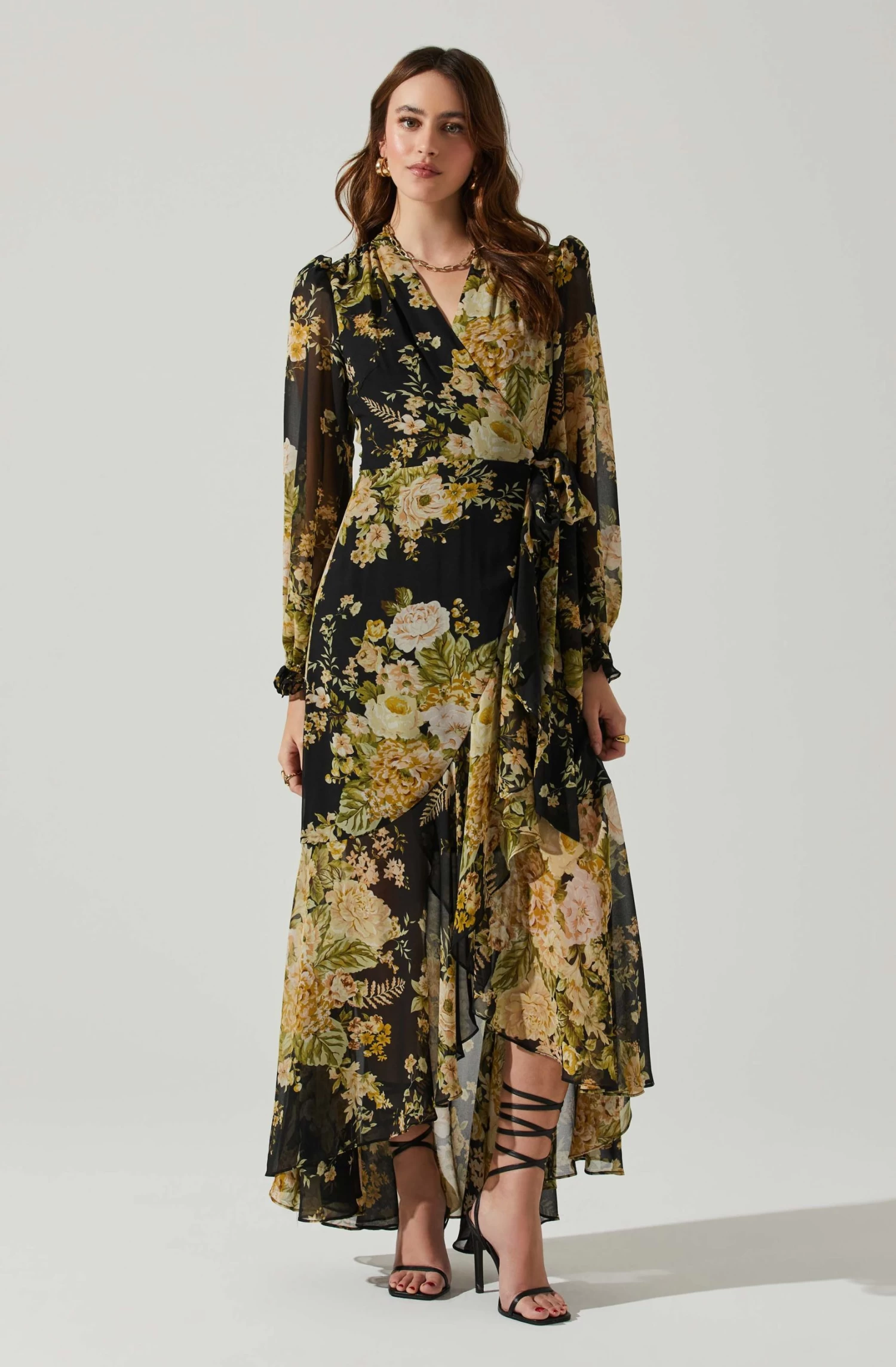 Kamila Long Sleeve Floral Wrap Maxi Dress 1 Kamila Long Sleeve Floral Wrap Maxi Dress