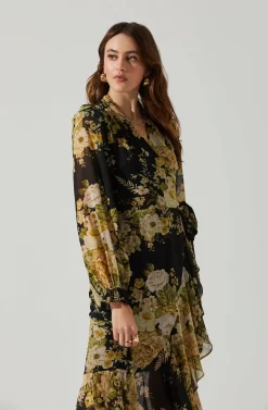 Kamila Long Sleeve Floral Wrap Maxi Dress 15 Kamila Long Sleeve Floral Wrap Maxi Dress -ASTR the Label Store ACDR101894 BLACKYELLOWMULTI 4 scaled
