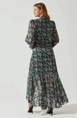 Kamila Long Sleeve Floral Wrap Maxi Dress 23 Kamila Long Sleeve Floral Wrap Maxi Dress -ASTR the Label Store ACDR101894 GREENPINKFLORAL 6 scaled