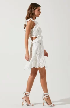 Elora Eyelet Ruffle Mini Dress -ASTR the Label Store ACDR95186C WHITE 3 scaled