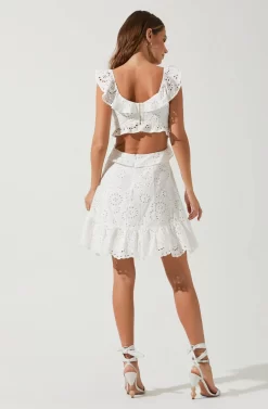 Elora Eyelet Ruffle Mini Dress -ASTR the Label Store ACDR95186C WHITE 4 scaled