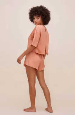 Rosabel Satin Tie Front Shorts -ASTR the Label Store ACP7208 CORAL 3 scaled