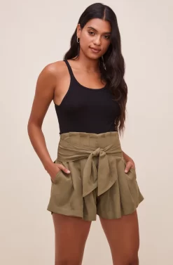 Marika Tie Waist Shorts 33 Marika Tie Waist Shorts -ASTR the Label Store ACP7211 OLIVE 3 scaled