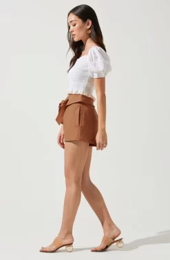 Kenia Tie Waist Shorts 12 Kenia Tie Waist Shorts -ASTR the Label Store ACP7220 CARAMEL 4 scaled