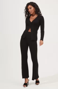 Maida Ribbed Knit Flare Pants